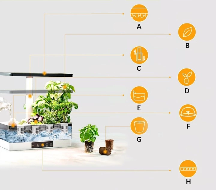 DONICZKA Z SYSTEMEM NAWADNIANIA MRLIGHT Z LAMPĄ DO DOŚWIETLANIA ROŚLIN GROW LED INTELIGENTNA DONICZKA DO UPRAWY